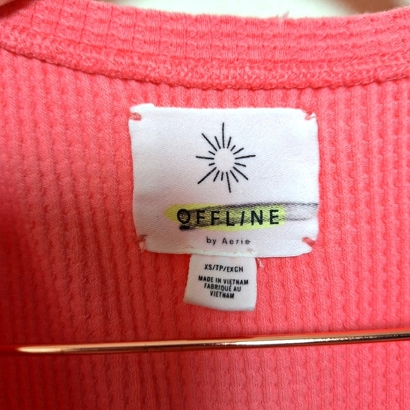Aerie Offline Wow Coral Cropped Waffle Knit Tank Top Size Xs - Picture 4 of 7